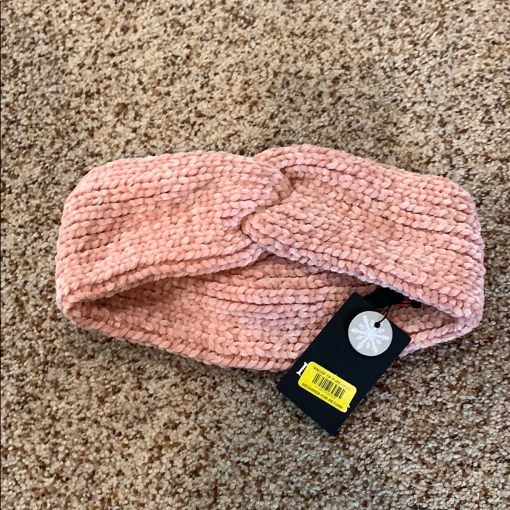 Dillards pink ear warmer and headband